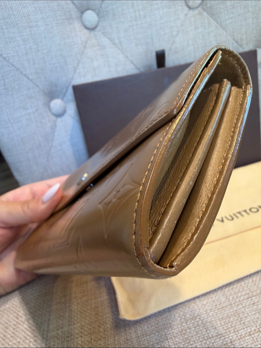 LOUIS VUITTON MONOGRAM MATTE Vernis BRONZE LONG WALLET Rare Finish w Box & Dusty - Picture 8 of 12
